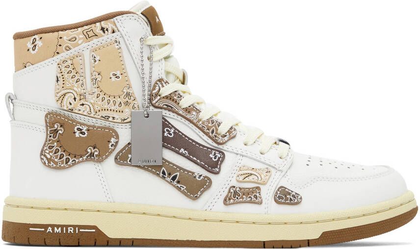 AMIRI White & Brown Skel Top Hi Sneakers - Picture 4