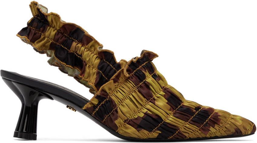 Amy Crookes Black & Tan Garden Slingback Heels