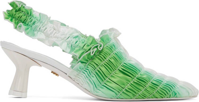 Amy Crookes Green Garden Slingback Heels