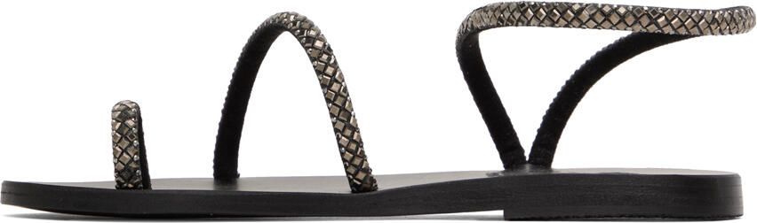 Ancient Greek Sandals Black Apli Eleftheria Crystals Sandals - Picture 3