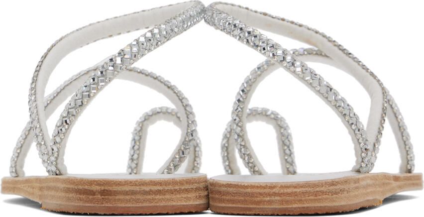 Ancient Greek Sandals Silver Apli Eleftheria Crystals Sandals