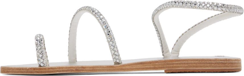 Ancient Greek Sandals Silver Apli Eleftheria Crystals Sandals - Picture 3