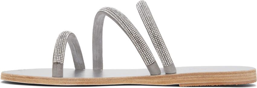 Ancient Greek Sandals Silver Polytimi Diamante Sandals - Picture 3