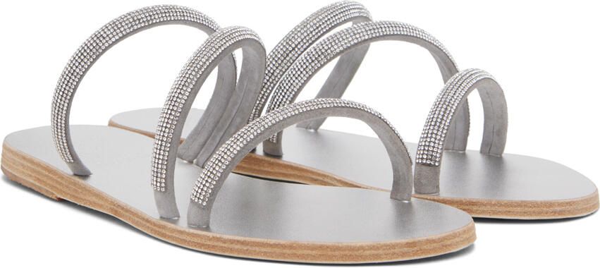Ancient Greek Sandals Silver Polytimi Diamante Sandals - Picture 2