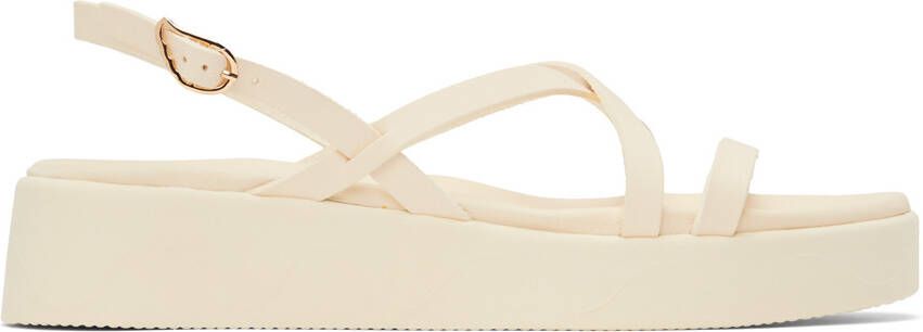 Ancient Greek Sandals White Silia Flat Sandals