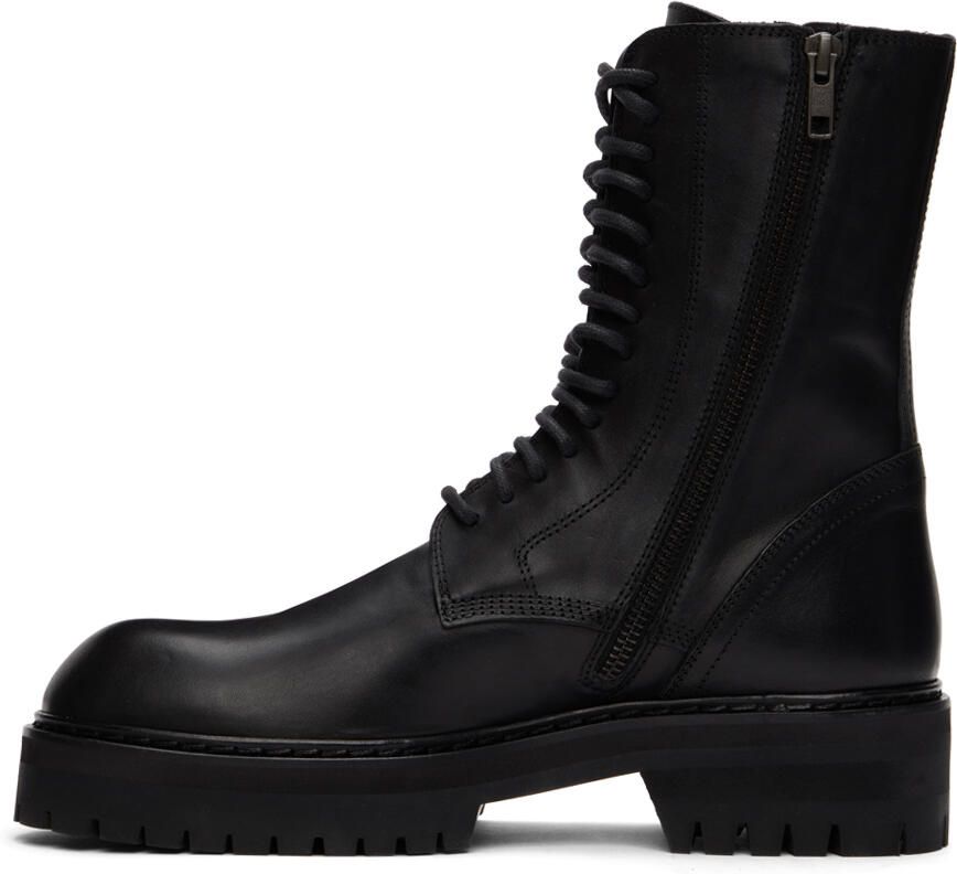 Ann Demeulemeester Black Buckle Lace-Up Boots