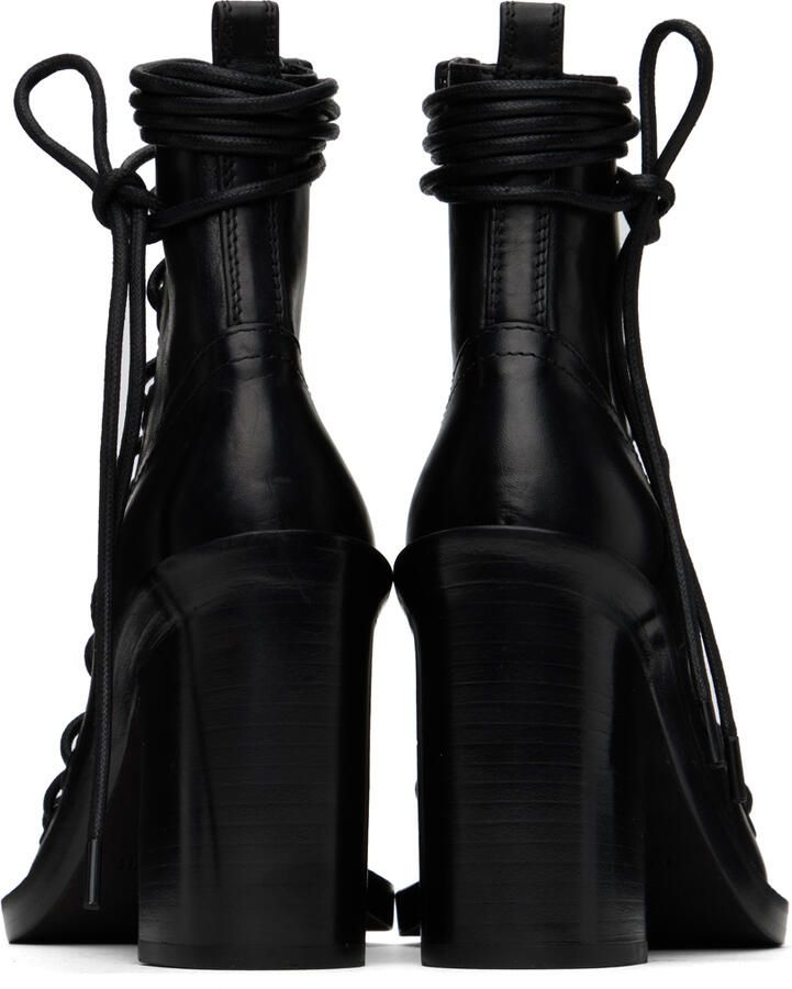 Ann Demeulemeester Black Lace-Up Heeled Sandals - Picture 3