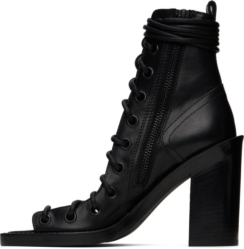Ann Demeulemeester Black Lace-Up Heeled Sandals - Picture 2