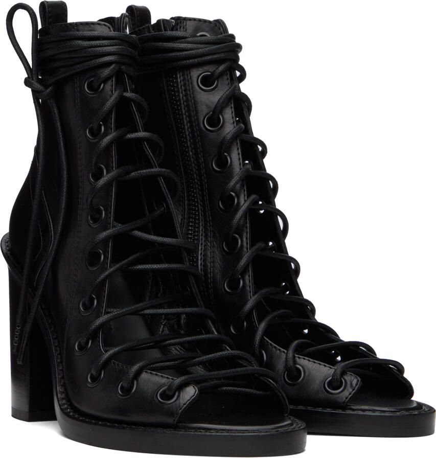 Ann Demeulemeester Black Lace-Up Heeled Sandals