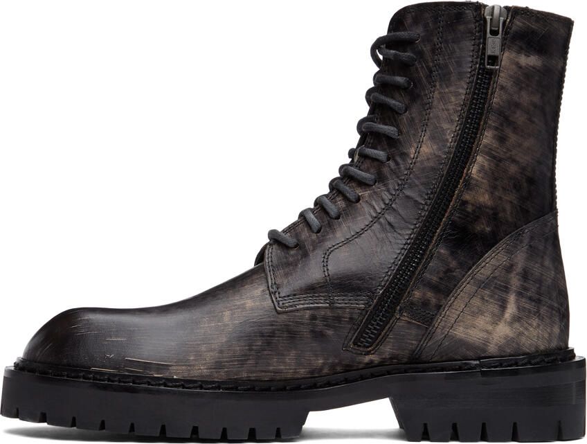 Ann Demeulemeester SSENSE Exclusive Black Distressed Tucson Lace-Up Boots