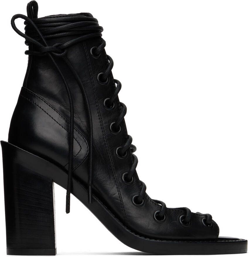 Ann Demeulemeester Black Lace-Up Heeled Sandals - Picture 4