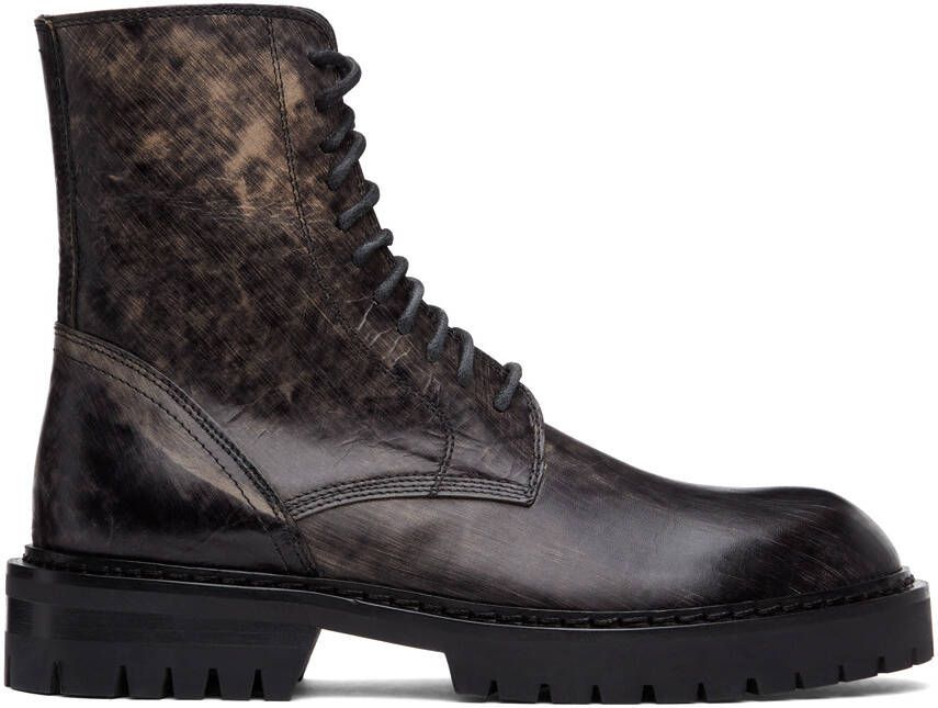 Ann Demeulemeester SSENSE Exclusive Black Distressed Tucson Lace-Up Boots - Picture 4