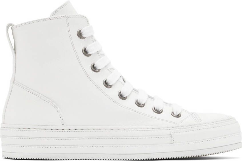 Ann Demeulemeester White Leather Raven Sneakers - Picture 5