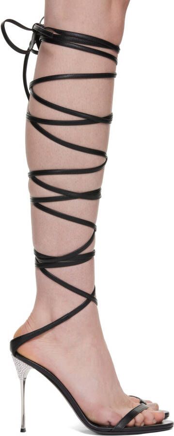 AREA Black Sergio Rossi Edition Shibari Heeled Sandals