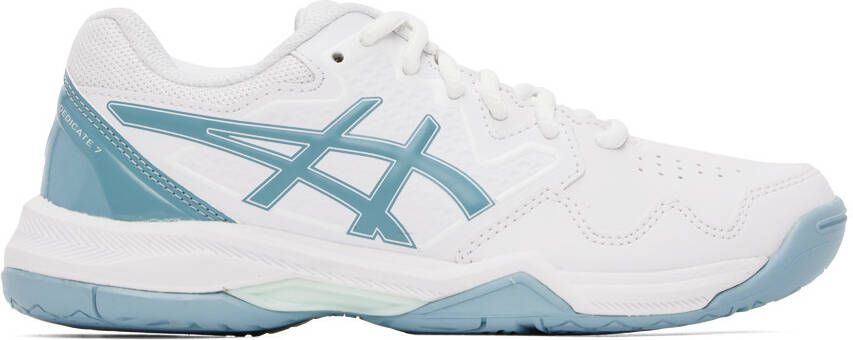 Asics White & Blue GEL-Dedicate 7 Sneakers - Picture 5