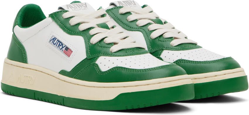AUTRY Green & White Medalist Low Sneakers - Picture 2