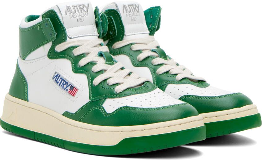 AUTRY Green & White Medalist Mid Sneakers - Picture 2