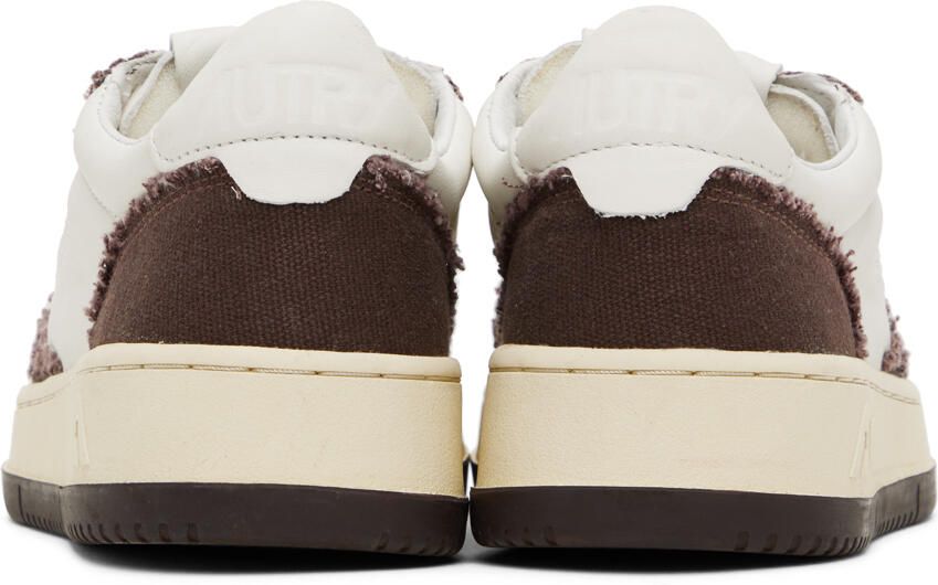 AUTRY White & Brown Medalist Low Sneakers