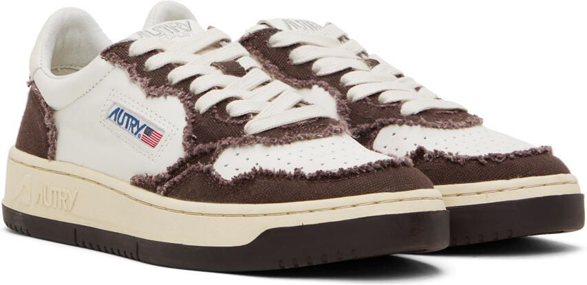AUTRY White & Brown Medalist Low Sneakers - Picture 2