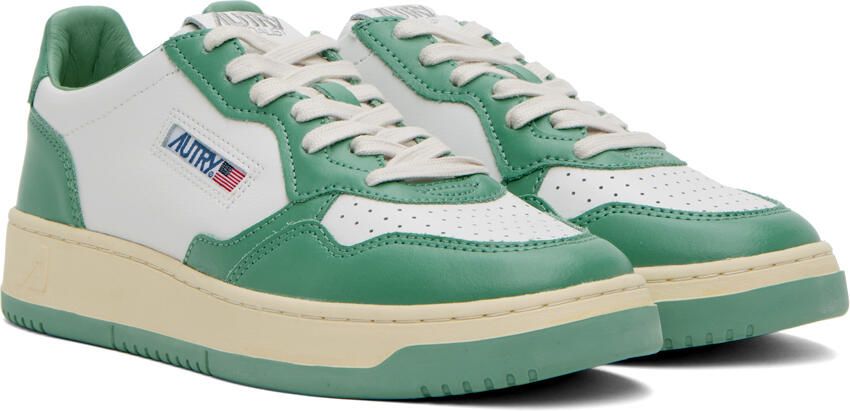 AUTRY White & Green Medalist Low Sneakers - Picture 2