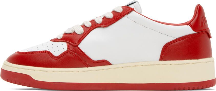 AUTRY White & Red Medalist Low Sneakers - Picture 3