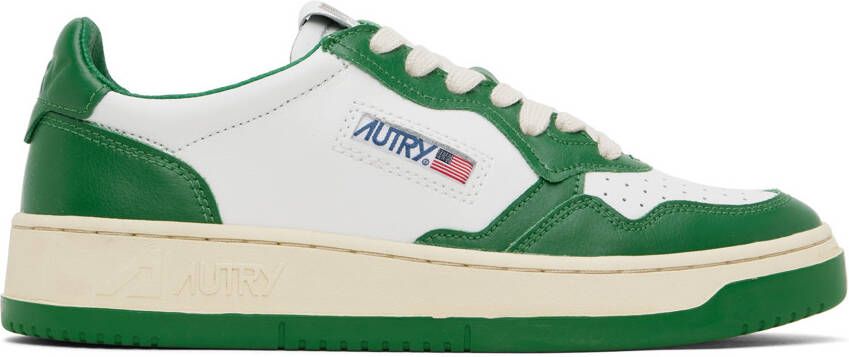 AUTRY Green & White Medalist Low Sneakers - Picture 4