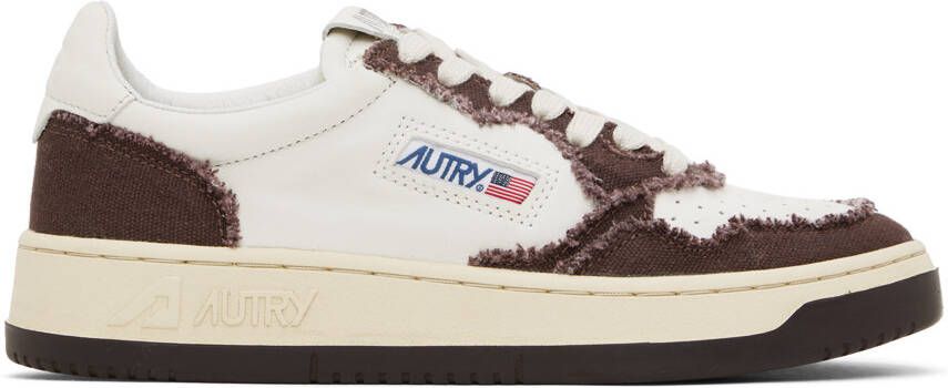 AUTRY White & Brown Medalist Low Sneakers - Picture 6