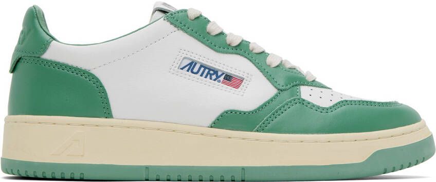 AUTRY White & Green Medalist Low Sneakers - Picture 5