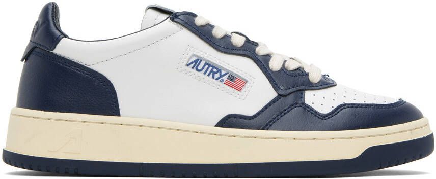 AUTRY White & Navy Medalist Low Sneakers - Picture 5