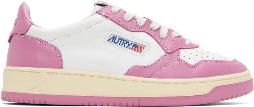 AUTRY White & Pink Medalist Low Sneakers - Picture 5