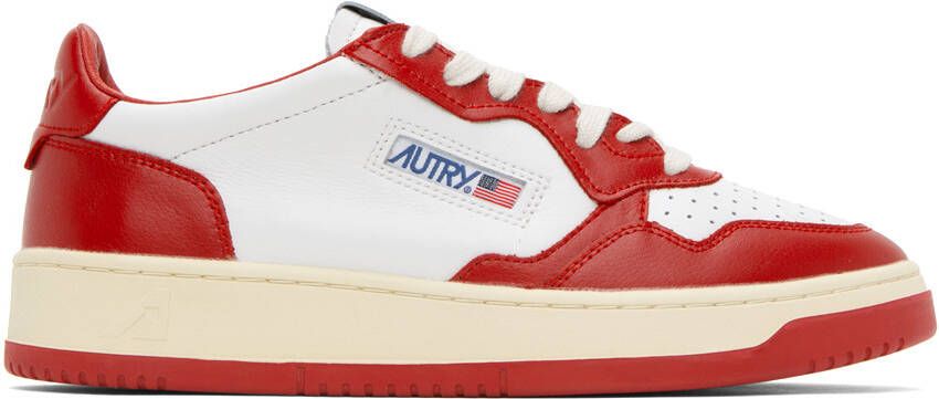 AUTRY White & Red Medalist Low Sneakers - Picture 5