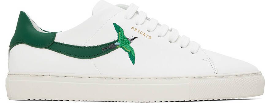 Axel Arigato White & Green Clean 90 Stripe Bee Bird Sneakers - Picture 4