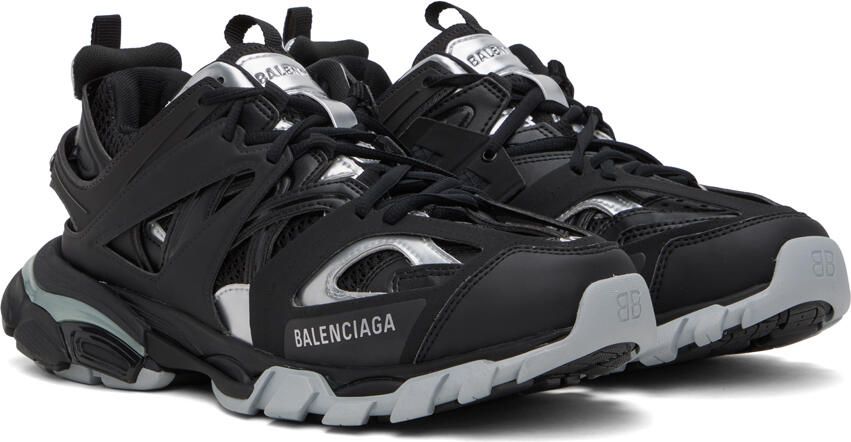 Balenciaga Black & Silver Track Sneakers - Picture 2