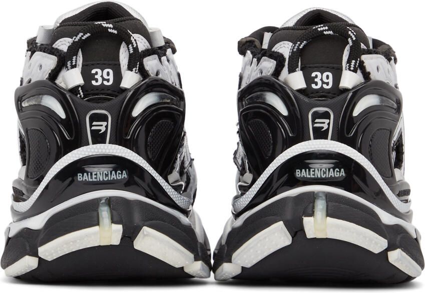 Balenciaga Black & White Runner Sneakers - Picture 2