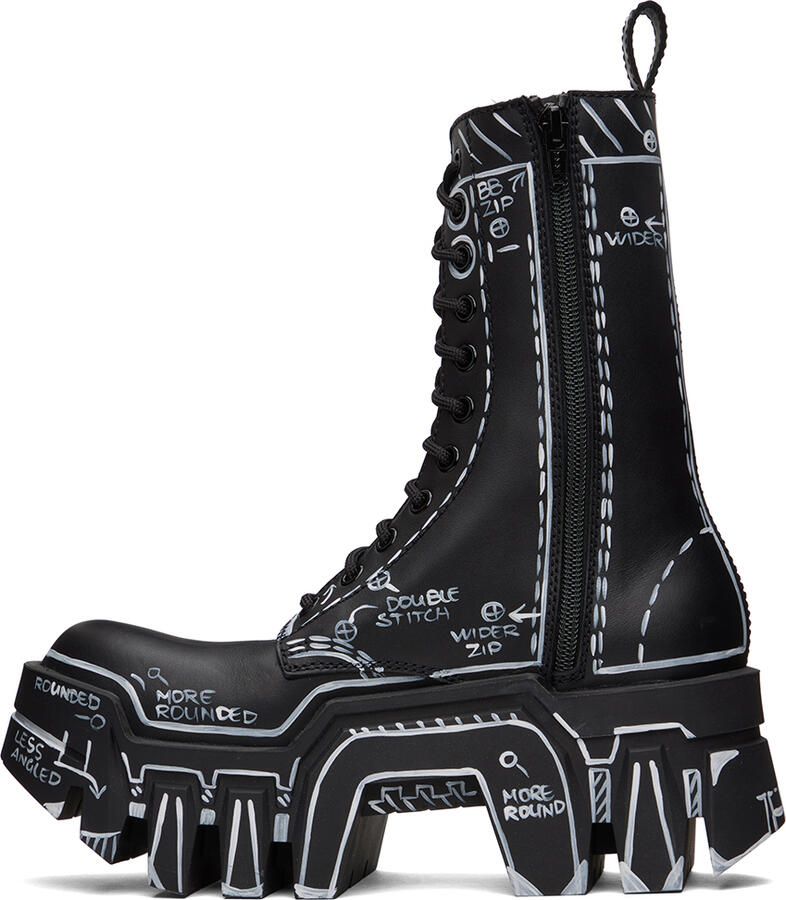 Balenciaga Black Bulldozer Lace-Up Boots