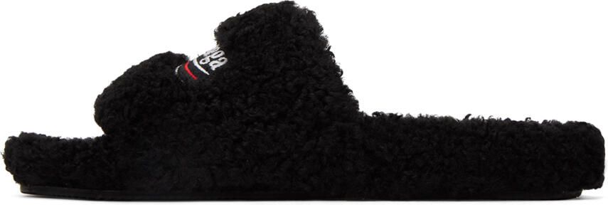 Balenciaga Black Furry Slides - Picture 3