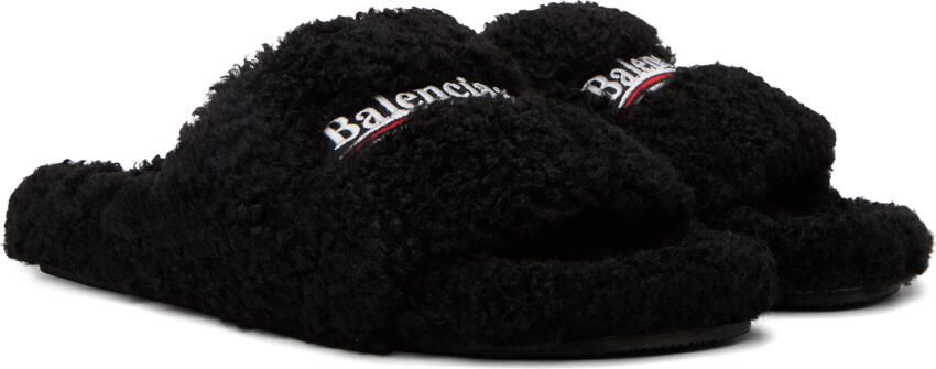 Balenciaga Black Furry Slides - Picture 2