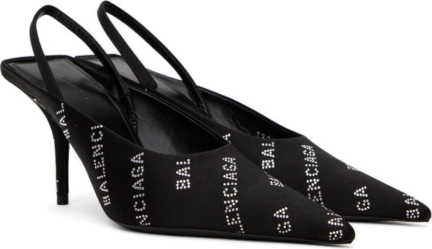Balenciaga Black Square Knife Slingback Heels - Picture 2