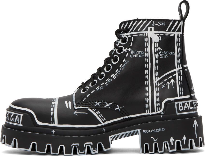 Balenciaga Black Strike Lace-Up Boots - Picture 3
