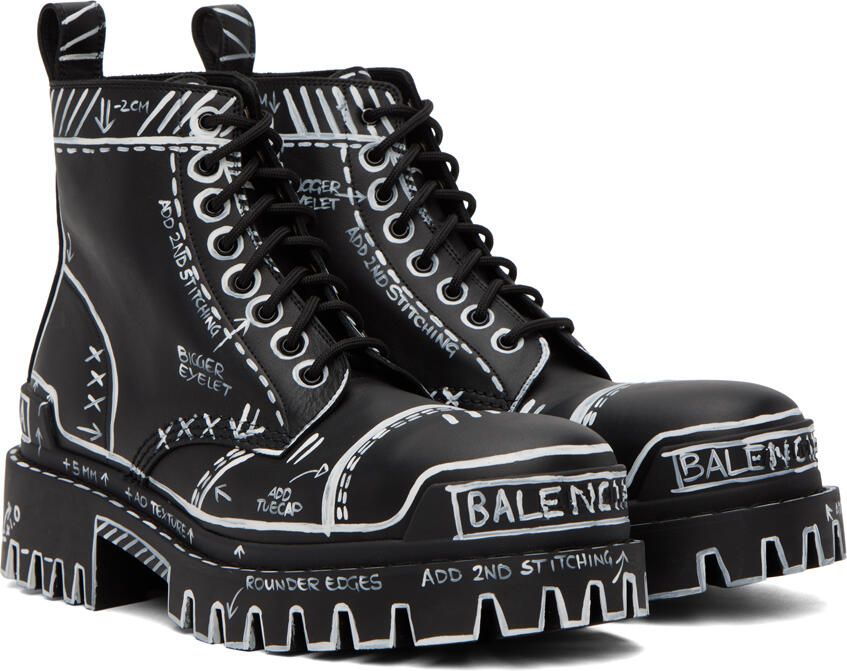 Balenciaga Black Strike Lace-Up Boots - Picture 2