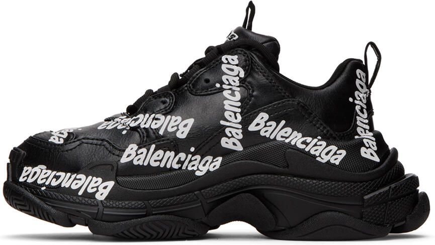 Balenciaga Black Tripe S Logotype Sneakers - Picture 3