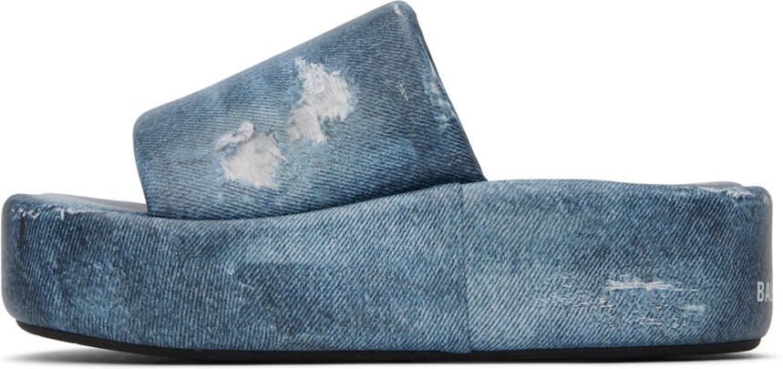 Balenciaga Blue Rise Slides - Picture 3