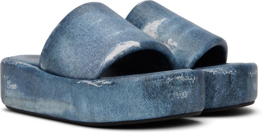 Balenciaga Blue Rise Slides - Picture 2