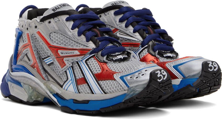 Balenciaga Gray & Blue Runner Sneakers - Picture 2