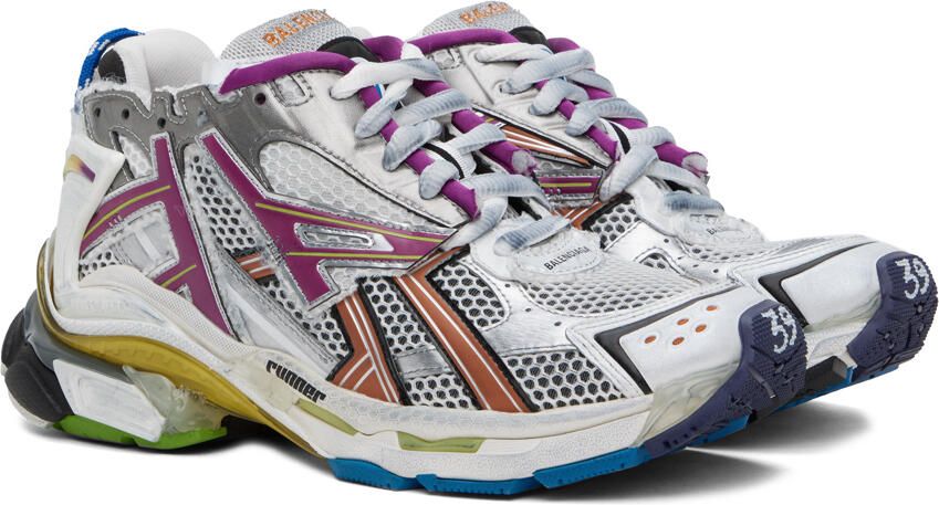 Balenciaga Gray & Multicolor Runner Sneakers - Picture 2