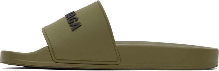 Balenciaga Khaki Pool Slides - Picture 3