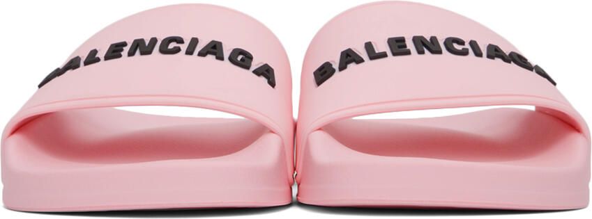 Balenciaga Pink Logo Pool Slides - Picture 3