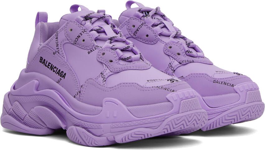 Balenciaga Purple Triple S Allover Logo Sneakers - Picture 2
