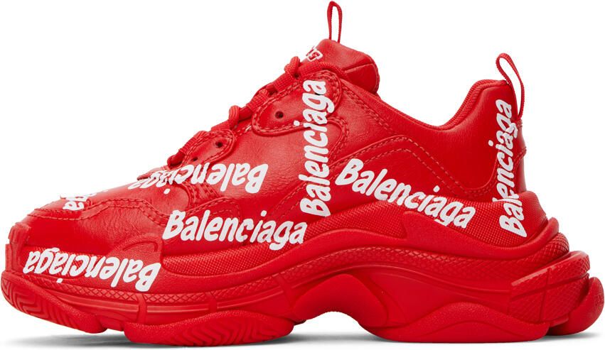 Balenciaga Red Tripe S Logotype Sneakers - Picture 3