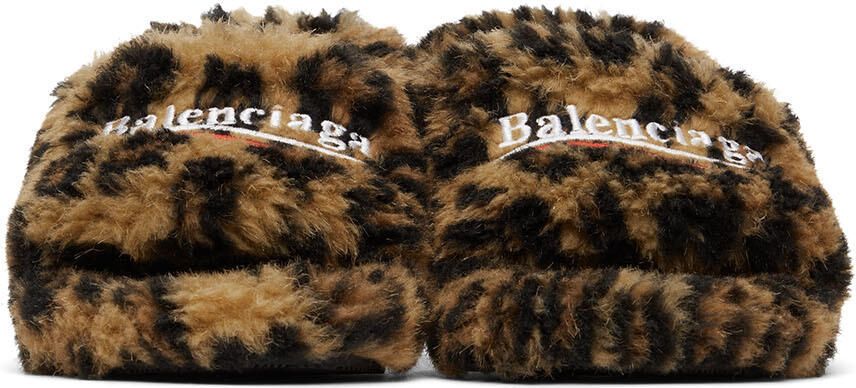 Balenciaga Tan Furry Mule Sandals - Picture 2